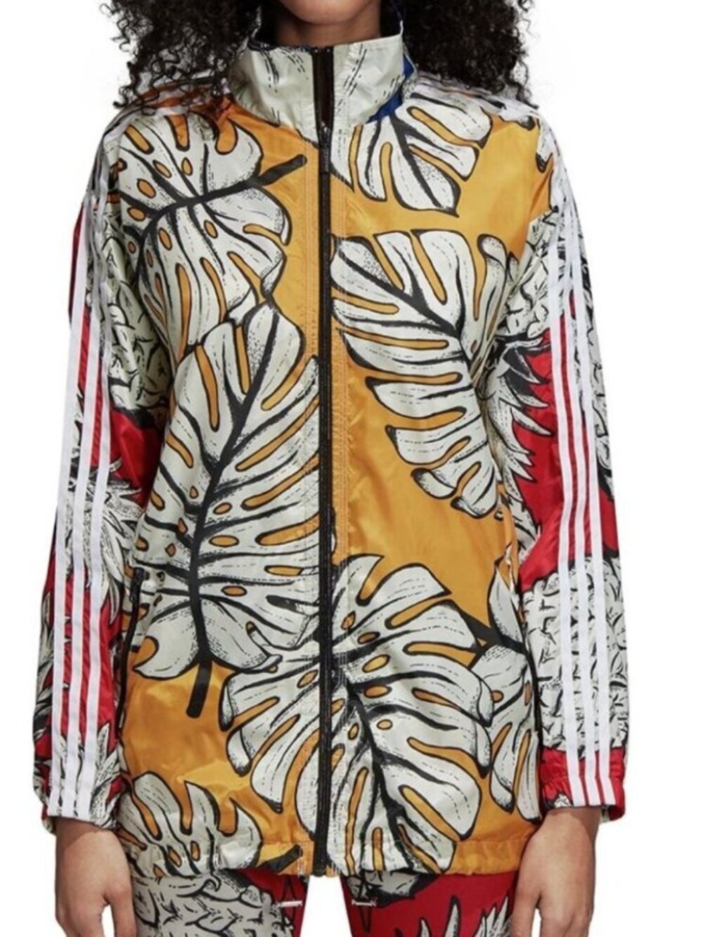 Adidas x Farm Rio Windbreaker Jacket Tropical Print Monstera Pineapple